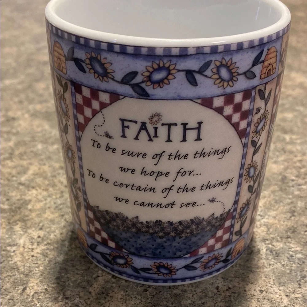 Faith Inspirational Ceramic Mug - Blue and White